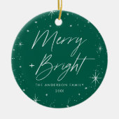 Foto Merry and Bright Green Holiday Keramisch Ornament (Voorkant)