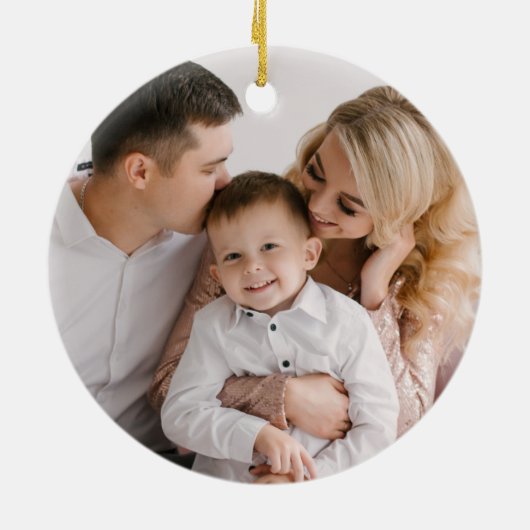 Foto Merry and Bright Green Holiday Keramisch Ornament (Achterkant)