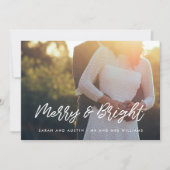 Foto Merry and Bright Modern Typografie Feestdagenkaart (Voorkant)