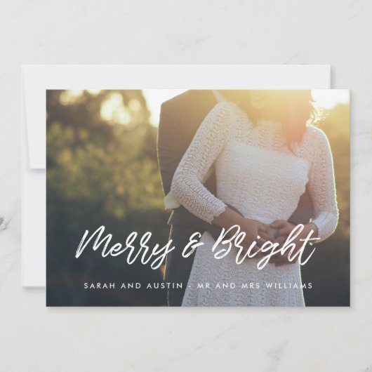 Foto Merry and Bright Modern Typografie Feestdagenkaart (Voorkant)
