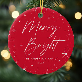 Foto Merry and Bright Red Holiday Keramisch Ornament