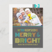 Foto Merry & Bright Briefkaart Kleurrijke Kerst (Voorkant / Achterkant)