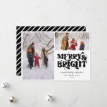 Foto Merry & Bright Retro 2 Feestdagenkaart<br><div class="desc">Festive Merry & Bright Retro Typografie,  2 fotovakantiekaart.</div>