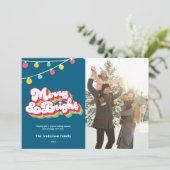 Foto Merry & Bright Retro Feestdagenkaart (Staand voorkant)