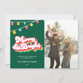 Foto Merry & Bright Retro Feestdagenkaart (Voorkant)