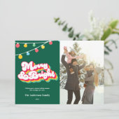 Foto Merry & Bright Retro Feestdagenkaart (Staand voorkant)