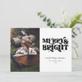 Foto Merry & Bright Retro Feestdagenkaart (Staand voorkant)