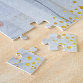 Foto Merry Bright Script Gold Glitter Rood Vakanti Legpuzzel (Zijkant)