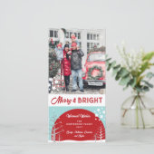 Foto Merry & Bright Winter Wonderland Snow Trees Feestdagenkaart (Staand voorkant)