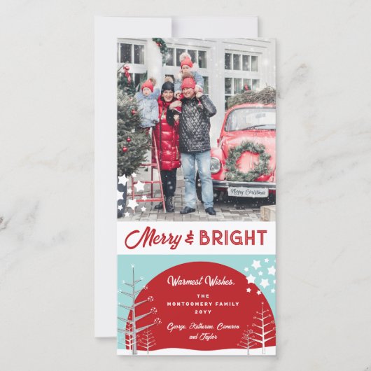 Foto Merry & Bright Winter Wonderland Snow Trees Feestdagenkaart (Voorkant)