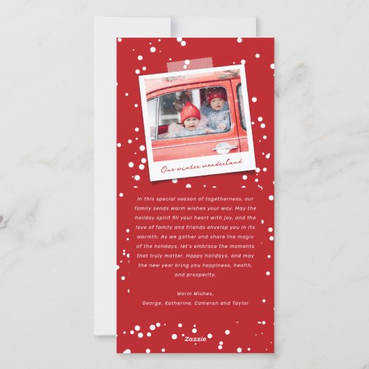 Foto Merry & Bright Winter Wonderland Snow Trees Feestdagenkaart (Achterkant)