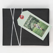 Foto Merry Christmas Green Plaid Gingham Rustic Cadeaulabel