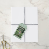 Foto Merry Christmas Green Plaid Gingham Rustic Cadeaulabel (Met Touw)