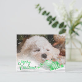 Foto Merry Christmas Sneeuw Overlay Budget Groen Feestdagenkaart