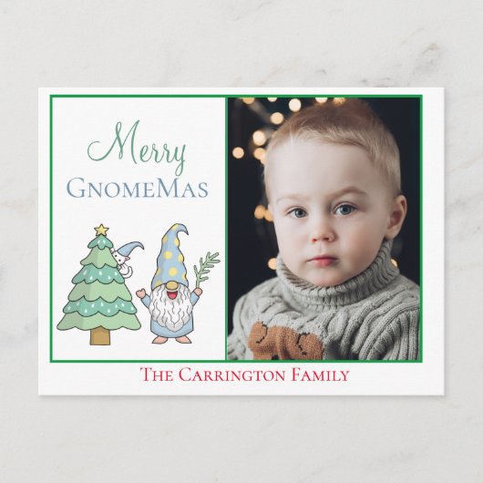 Foto Merry GnomeMas Holiday Cute Kerstpostca Briefkaart (Voorkant)