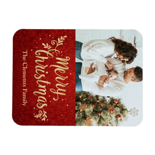 Foto Merry KerstGold-script Magneet (Horizontaal)