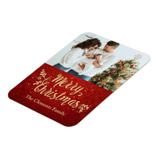 Foto Merry KerstGold-script Magneet (Linkerzijde)