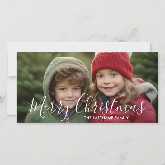 Foto: Merry Kersthandgeschreven script Feestdagenkaart (Voorkant)