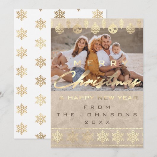 Foto Merry KerstHappy Nieuwjaar Feestdagenkaart (Voorkant / Achterkant)