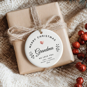 Foto Merry Kerstmis Grandma Chic Roos Gold Heart Keramisch Ornament