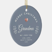 Foto Merry Kerstmis Grandma Roos Gold Dusty Blue Keramisch Ornament (Rechts)