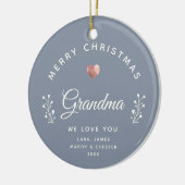Foto Merry Kerstmis Grandma Roos Gold Dusty Blue Keramisch Ornament (Links)