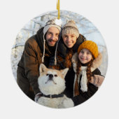 Foto Merry Kerstmis Grandma Roos Gold Dusty Blue Keramisch Ornament (Achterkant)