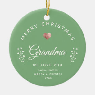 Foto Merry Kerstmis Grandma Roos Gold Green Keramisch Ornament