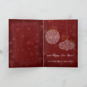 Foto: Merry Kerstrode sterren White Ornaments Feestdagen Kaart (Binnen)