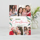 Foto Merry Kerstroodgroene goudgroen Feestdagenkaart (Staand voorkant)