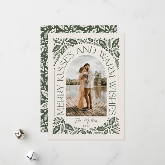 Foto Merry Kisses en Warm Wishes Berry Arch Feestdagenkaart (Voorkant / Achterkant in situ)