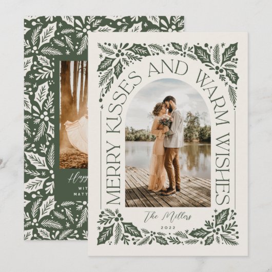 Foto Merry Kisses en Warm Wishes Berry Arch Feestdagenkaart (Voorkant / Achterkant)