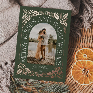 Foto Merry Kisses en Warm Wishes Berry Arch Folie Feestdagenkaart