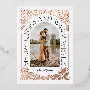 Foto Merry Kisses en Warm Wishes Berry Arch Folie Feestdagenkaart