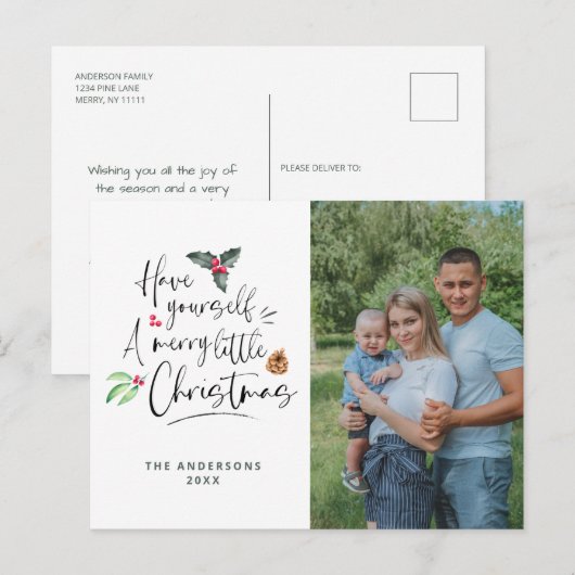 Foto: Merry Little Christmas Feestdagenkaart (Voorkant / Achterkant)