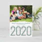 Foto met 2020 Kalender Evergreen Nieuwjaar Feestdagenkaart (Staand voorkant)