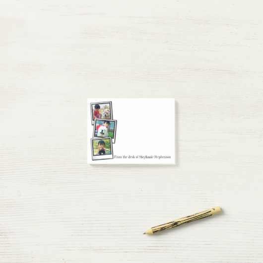 Foto met 3 foto's op maat post-it® notes (Op bureau)