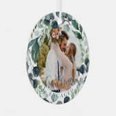 Foto met aangepast kerstfeest metalen ornament (Voorkant Rechts)