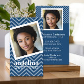 Foto met Blue Chevron Pattern Custom Name Visitekaartje