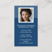 Foto met Blue Chevron Pattern Custom Name Visitekaartje (Achterkant)