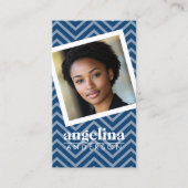 Foto met Blue Chevron Pattern Custom Name Visitekaartje (Voorkant)