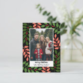 Foto met Botanical Border script Merry Christmas Feestdagenkaart (Staand voorkant)