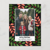 Foto met Botanical Border script Merry Christmas Feestdagenkaart (Voorkant)