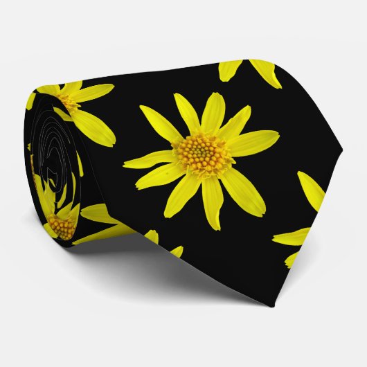 Foto met botanische kant gele bloem stropdas (Opgerold)