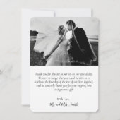 Foto met briefing met briefje met briefje met brie bedankkaart (Achterkant)