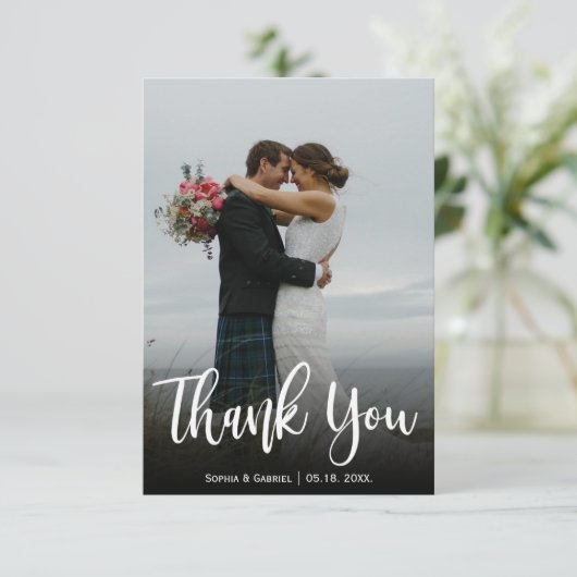 Foto met briefing met briefje met briefje met brie bedankkaart (Staand voorkant)