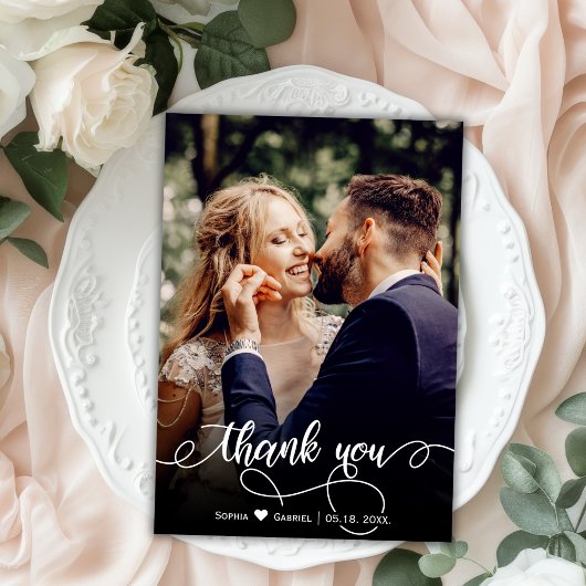 Foto met briefing met briefje met briefje met brie bedankkaart