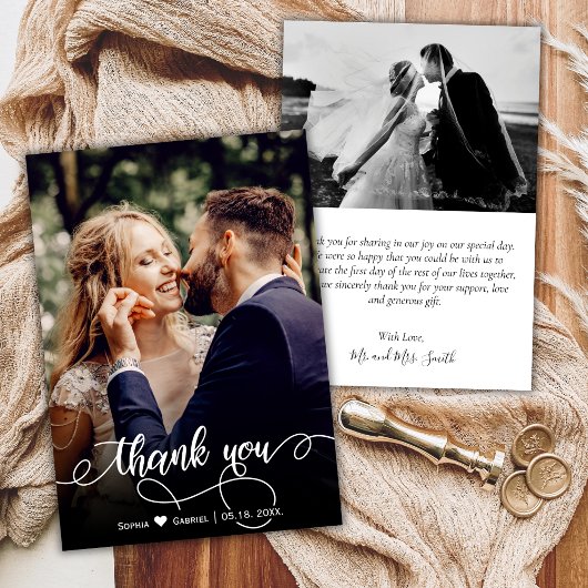 Foto met briefing met briefje met briefje met brie bedankkaart