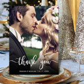 Foto met briefing met briefje met briefje met brie bedankkaart