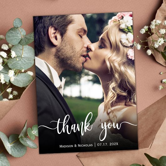 Foto met briefing met briefje met briefje met brie bedankkaart